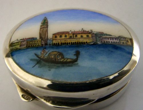 SUPERB STERLING SILVER ENAMEL VENICE BOX ITALY C1968 - ADDITIONAL PHOTO 3