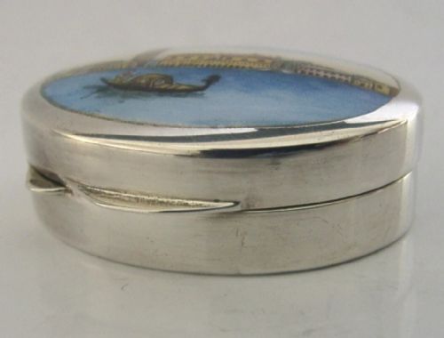 SUPERB STERLING SILVER ENAMEL VENICE BOX ITALY C1968 - ADDITIONAL PHOTO 5