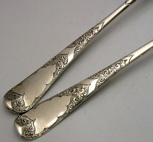 QUALITY PAIR OF SOLID STERLING SILVER BERRY SERVING SPOONS 17712 GEORGIAN ANTIQUES 104G - ADDITIONAL PHOTO 5