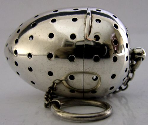 victorian sterling silver tea infuser ball egg strainer 1894 unusual antique - CATEGORY: ANTIQUE SILVER - DATED VICTORIAN