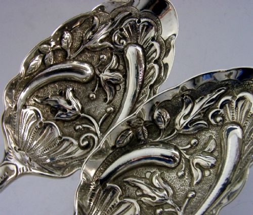 PAIR OF BEAUTIFUL SOLID STERLING SILVER BERRY SERVING SPOONS 1793 GEORGIAN ANTIQUES 117G - ADDITIONAL PHOTO 1
