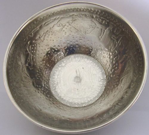 BEAUTIFUL 96G EGYPTIAN 800 SOLID SILVER DISH BOWL C1910 ANTIQUE - ADDITIONAL PHOTO 3
