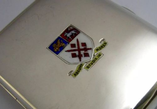 STERLING SILVER ENAMEL PLYMOUTH MARJON UNIVERSITY CIGARETTE CASE 1926 ANTIQUE - ADDITIONAL PHOTO 2