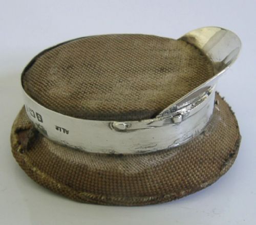NOVELTY STERLING SILVER OFFICERS HAT PIN CUSHION NEEDLEWORK 1914 WWI MILITARY - ADDITIONAL PHOTO 3