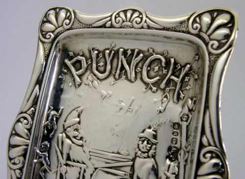 RARE MR PUNCH JUDY STERLING SILVER DISH 1890 ANTIQUE VICTORIAN 1896 - ADDITIONAL PHOTO 2