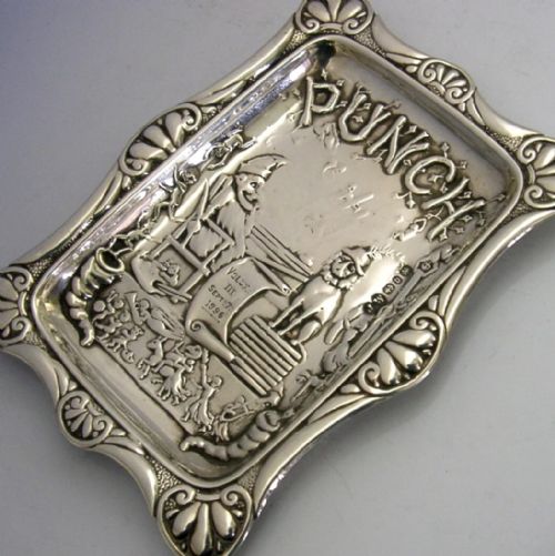 RARE MR PUNCH JUDY STERLING SILVER DISH 1890 ANTIQUE VICTORIAN 1896 - ADDITIONAL PHOTO 3