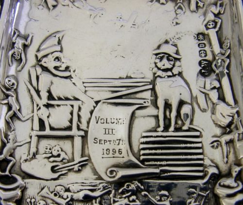 RARE MR PUNCH JUDY STERLING SILVER DISH 1890 ANTIQUE VICTORIAN 1896 - ADDITIONAL PHOTO 4