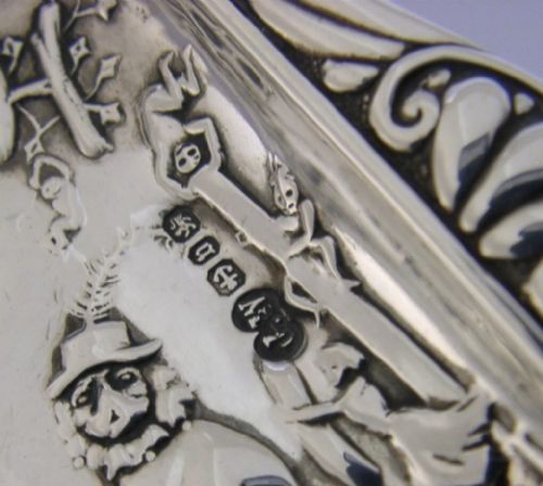 RARE MR PUNCH JUDY STERLING SILVER DISH 1890 ANTIQUE VICTORIAN 1896 - ADDITIONAL PHOTO 6