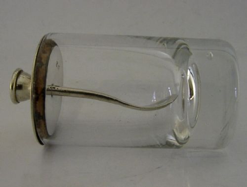 RARE STYLISH ENGLISH STERLING SILVER GLASS CAYENNE PEPPER POT 1927 ANTIQUE - ADDITIONAL PHOTO 5
