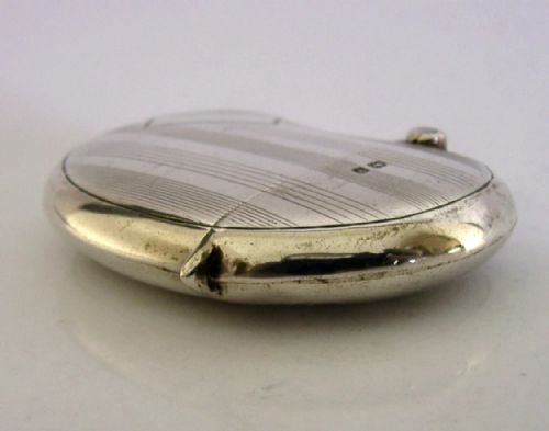 RARE KIDNEY SHAPED ENGLISH STERLING SILVER VESTA MATCH CASE 1920 ANTIQUE - ADDITIONAL PHOTO 3