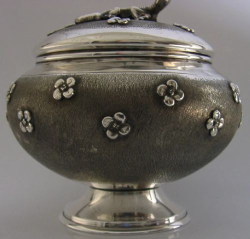 STUNNING QUALITY SOLID SILVER ITALIAN LIZARD BOX CADDY LIDDED BOWL C1950 185G - ADDITIONAL PHOTO 2