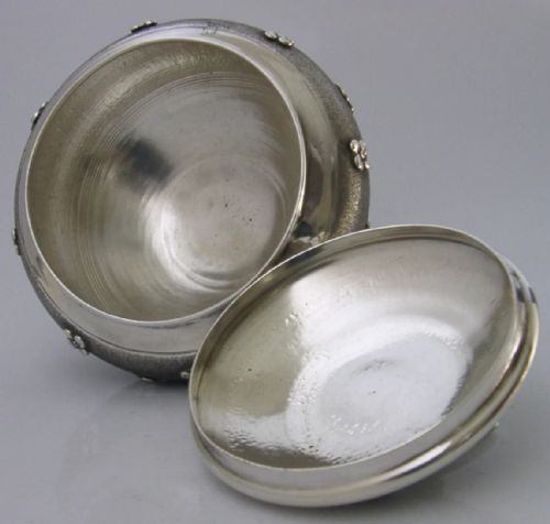 STUNNING QUALITY SOLID SILVER ITALIAN LIZARD BOX CADDY LIDDED BOWL C1950 185G - ADDITIONAL PHOTO 6