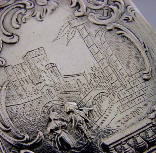 BEAUTIFUL GERMAN SOLID SILVER CASTLE CARD CASE C1900 ANTIQUE 83G - ADDITIONAL PHOTO 1
