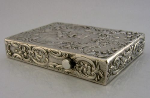 BEAUTIFUL GERMAN SOLID SILVER CASTLE CARD CASE C1900 ANTIQUE 83G - ADDITIONAL PHOTO 5