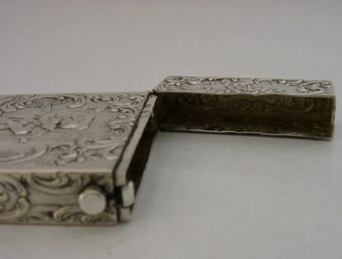 BEAUTIFUL GERMAN SOLID SILVER CASTLE CARD CASE C1900 ANTIQUE 83G - ADDITIONAL PHOTO 6