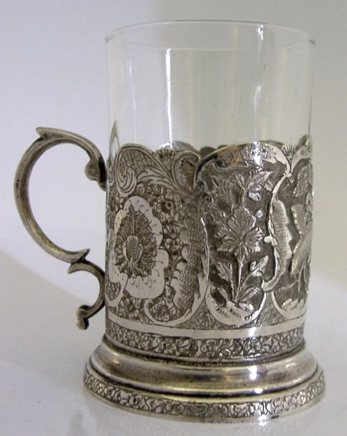 beautiful persian eastern 84 solid silver tea glass c1920 antique 147g - CATEGORY: ANTIQUE SILVER - DATED 1920