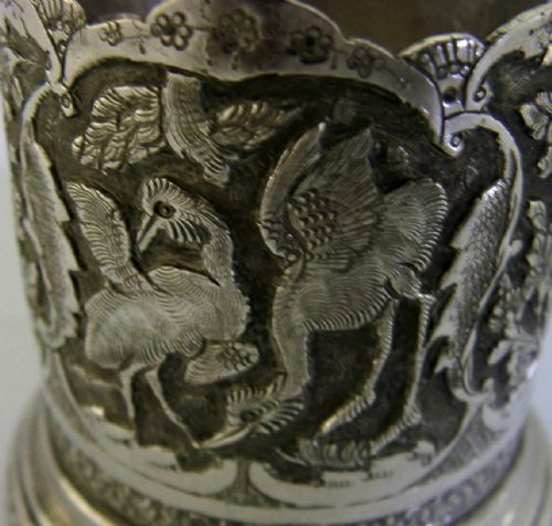 BEAUTIFUL PERSIAN EASTERN 84 SOLID SILVER TEA GLASS C1920 ANTIQUE 147G - ADDITIONAL PHOTO 3