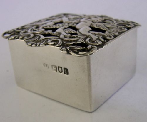 RARE ENGLISH STERLING SILVER POTPOURRI POT BOX 1906 ANTIQUE CHERUBS - ADDITIONAL PHOTO 4
