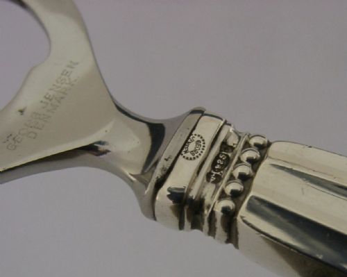 LARGE GEORG JENSEN STERLING SILVER ACORN PATTERN BOTTLE OPENER 1917 BAREWARE - ADDITIONAL PHOTO 3