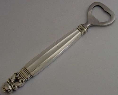 LARGE GEORG JENSEN STERLING SILVER ACORN PATTERN BOTTLE OPENER 1917 BAREWARE - ADDITIONAL PHOTO 5