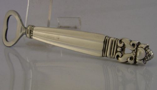LARGE GEORG JENSEN STERLING SILVER ACORN PATTERN BOTTLE OPENER 1917 BAREWARE - ADDITIONAL PHOTO 6