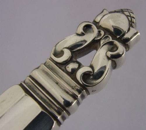 LARGE GEORG JENSEN STERLING SILVER ACORN PATTERN BOTTLE OPENER 1917 BAREWARE - ADDITIONAL PHOTO 8