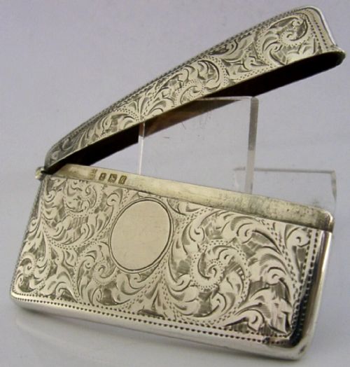 BEAUTIFUL ENGLISH SOLID STERLING SILVER CARD CASE 1915 ANTIQUE - ADDITIONAL PHOTO 2