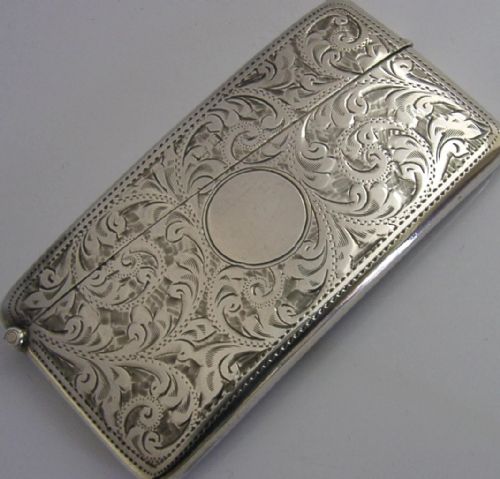 BEAUTIFUL ENGLISH SOLID STERLING SILVER CARD CASE 1915 ANTIQUE - ADDITIONAL PHOTO 4