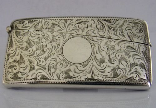 BEAUTIFUL ENGLISH SOLID STERLING SILVER CARD CASE 1915 ANTIQUE - ADDITIONAL PHOTO 5