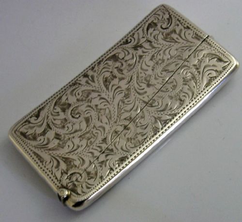 BEAUTIFUL ENGLISH SOLID STERLING SILVER CARD CASE 1915 ANTIQUE - ADDITIONAL PHOTO 6