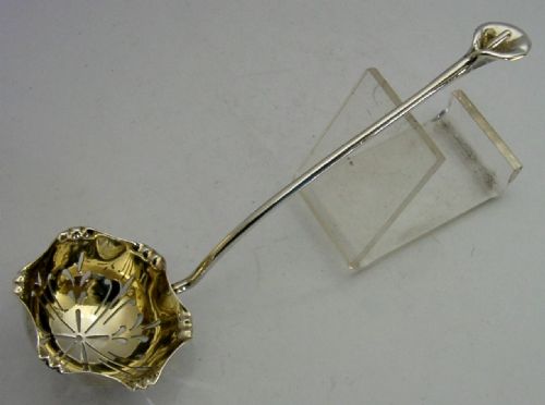 art nouveau english sterling silver lily flower sugar sifter spoon 1913 antique - CATEGORY: ANTIQUE SILVER - DATED 1910
