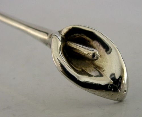 ART NOUVEAU ENGLISH STERLING SILVER LILY FLOWER SUGAR SIFTER SPOON 1913 ANTIQUE - ADDITIONAL PHOTO 3