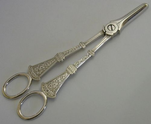 beautiful english victorian solid sterling silver grape shears 1891 antique 78g - CATEGORY: ANTIQUE SILVER - DATED VICTORIAN