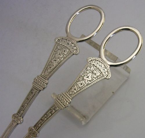 BEAUTIFUL ENGLISH VICTORIAN SOLID STERLING SILVER GRAPE SHEARS 1891 ANTIQUE 78G - ADDITIONAL PHOTO 1