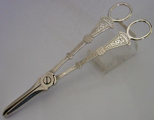 BEAUTIFUL ENGLISH VICTORIAN SOLID STERLING SILVER GRAPE SHEARS 1891 ANTIQUE 78G - ADDITIONAL PHOTO 2