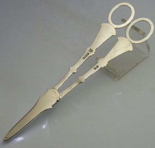 BEAUTIFUL ENGLISH VICTORIAN SOLID STERLING SILVER GRAPE SHEARS 1891 ANTIQUE 78G - ADDITIONAL PHOTO 4