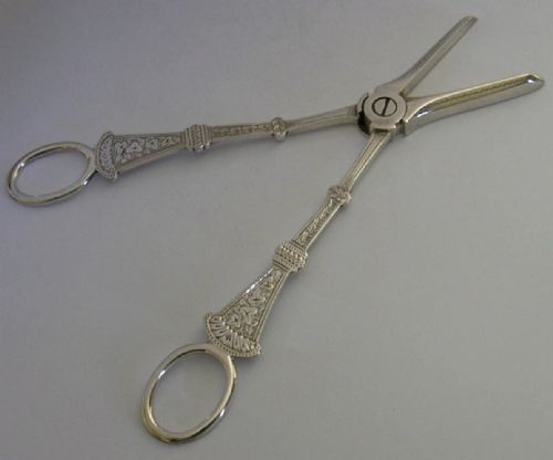 BEAUTIFUL ENGLISH VICTORIAN SOLID STERLING SILVER GRAPE SHEARS 1891 ANTIQUE 78G - ADDITIONAL PHOTO 5