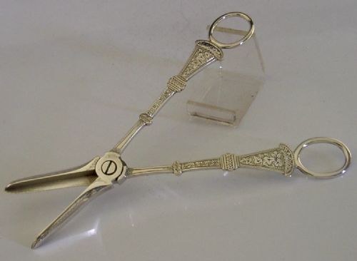 BEAUTIFUL ENGLISH VICTORIAN SOLID STERLING SILVER GRAPE SHEARS 1891 ANTIQUE 78G - ADDITIONAL PHOTO 6