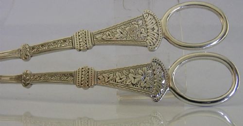 BEAUTIFUL ENGLISH VICTORIAN SOLID STERLING SILVER GRAPE SHEARS 1891 ANTIQUE 78G - ADDITIONAL PHOTO 7