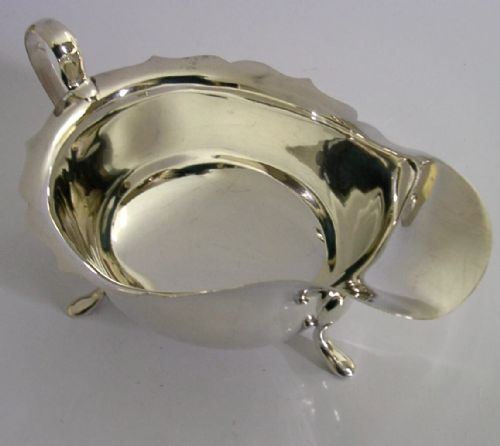 MINT 116G ENGLISH STERLING SILVER SAUCE BOAT JUG 1945 ART DECO ANTIQUE - ADDITIONAL PHOTO 3