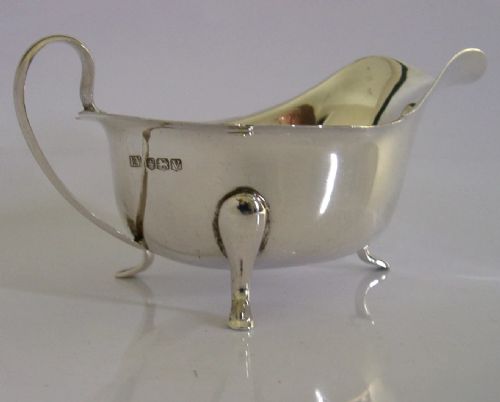 MINT 116G ENGLISH STERLING SILVER SAUCE BOAT JUG 1945 ART DECO ANTIQUE - ADDITIONAL PHOTO 6