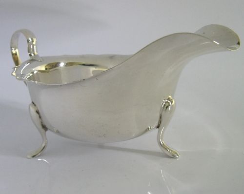 MINT 116G ENGLISH STERLING SILVER SAUCE BOAT JUG 1945 ART DECO ANTIQUE - ADDITIONAL PHOTO 7
