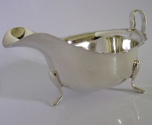 MINT 116G ENGLISH STERLING SILVER SAUCE BOAT JUG 1945 ART DECO ANTIQUE - ADDITIONAL PHOTO 8