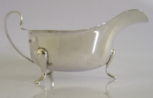 MINT 116G ENGLISH STERLING SILVER SAUCE BOAT JUG 1945 ART DECO ANTIQUE - ADDITIONAL PHOTO 9