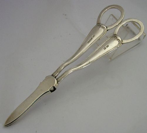 HEAVY 106G ENGLISH SOLID STERLING SILVER GRAPE SHEARS 1905 EDWARDIAN - ADDITIONAL PHOTO 4