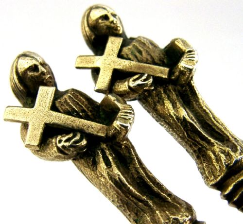 SUPERB PAIR OF DANISH SOLID SILVER GILT APOSTLE SERVING SPOONS 1890 ANTIQUE 112G - ADDITIONAL PHOTO 1