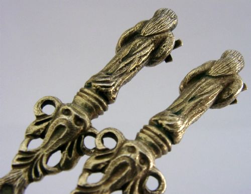SUPERB PAIR OF DANISH SOLID SILVER GILT APOSTLE SERVING SPOONS 1890 ANTIQUE 112G - ADDITIONAL PHOTO 3