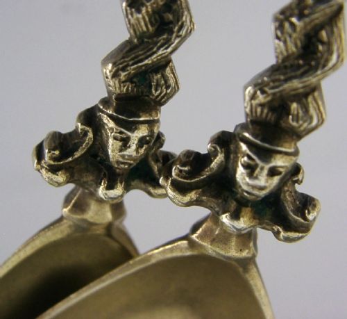 SUPERB PAIR OF DANISH SOLID SILVER GILT APOSTLE SERVING SPOONS 1890 ANTIQUE 112G - ADDITIONAL PHOTO 5