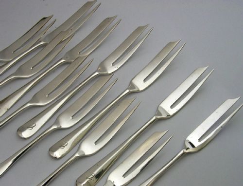 CASED SET OF TWELVE STERLING SILVER CAKE PASTRY FORKS 1929 ART DECO - ADDITIONAL PHOTO 8