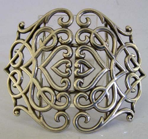 BEAUTIFUL ART NOUVEAU LOVE HEART STERLING SILVER NURSES BELT BUCKLE 1900 ANTIQUE - ADDITIONAL PHOTO 3